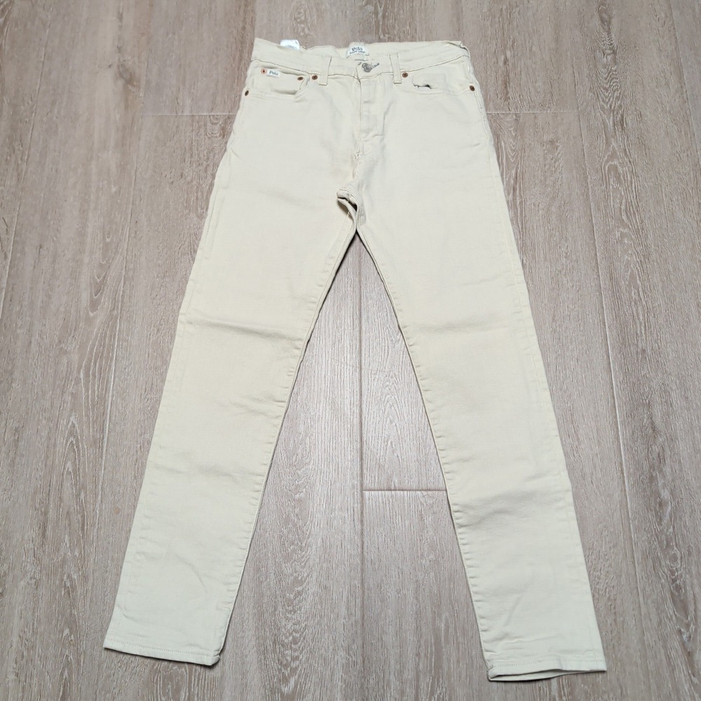 Polo Ralph‎ Lauren Sullivan Slim Jeans Boys Youth 18 Cream Stretch Denim 28x28